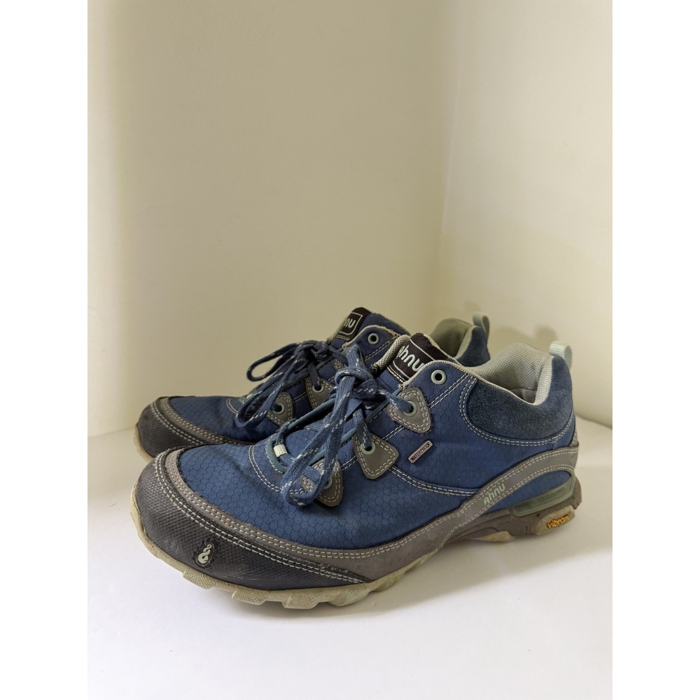 Ahnu Sugarpine Waterproof Hiking Shoes Blue Grey Womens 8.5 Vibram Low Top Trail